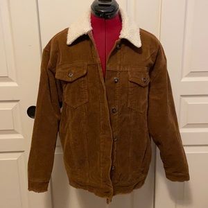 Zara Oversized Corduroy Brown Jacket Coat Size XS